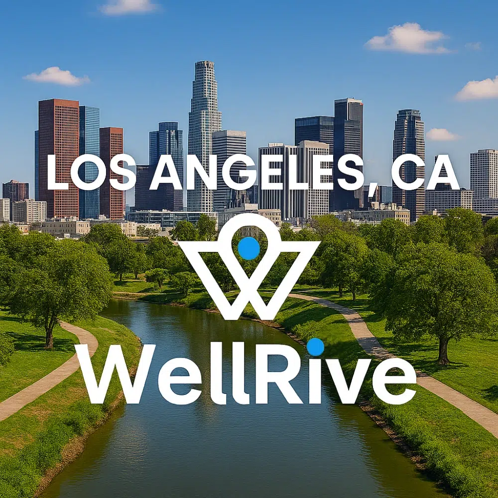 background image of los angeles, ca with wellrive logo