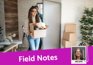 Girl organizing room